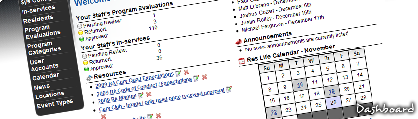 ResLife Portal - Dashboard