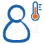 Temperature Screening: icon of a person with a thermometer